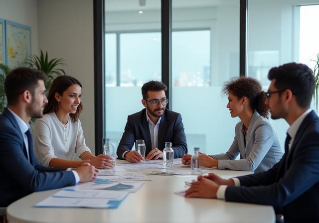 فريق عمل حلول عمان المالية للأسرة في اجتماع
